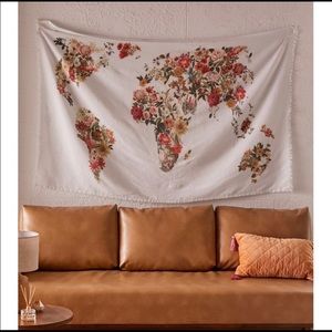 Urban Outfitters Botanical Floral Map Tapestry